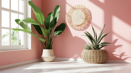 Poster - A minimalistic pale pink wallpaper background with a smooth matte surface, creating a peaceful ambiance and ample room for text overlays.