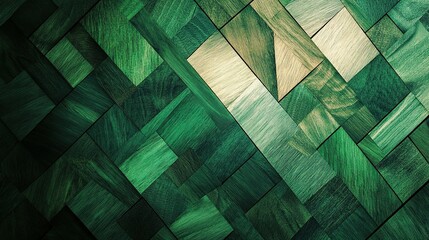 Poster - A wooden abstract pattern made from green shaded rectangles