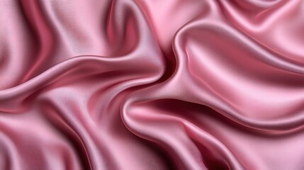 Poster - A smooth pink silk texture with soft folds and ripples, leaving ample open space for creative overlays or text.