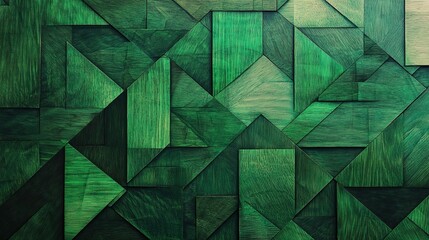 Poster - An abstract pattern made of geometric shapes of green wood