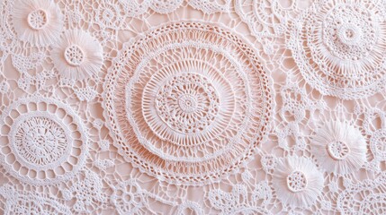 Poster - Light blush pink wallpaper with a delicate lace pattern, providing plenty of negative space for creative design or text.