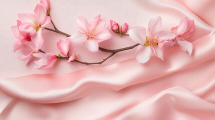 Poster - Light blush pink wallpaper with a smooth satin texture, offering clear space for text or graphic placement.