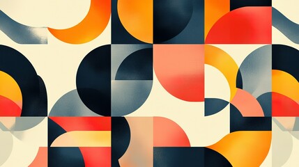Poster - A modern geometric art piece with colorful shapes and segments
