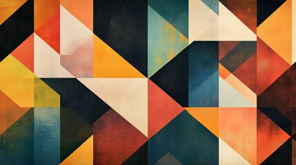 Poster - An abstract geometric composition featuring triangular and square shapes