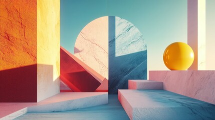 Poster - Geometric shapes and vibrant colors make an abstract composition
