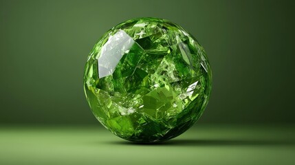 Aufkleber - Green diamond gemstone on a green background with reflections and light shining through