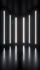 Poster - Illuminated vertical light strips against dark background in a room