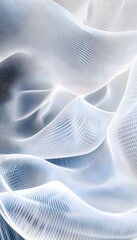Poster - Abstract white wireframe waves creating a soft and flowing pattern