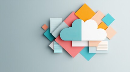 Cloud computing concepts modern workspace graphic design digital environment aerial view