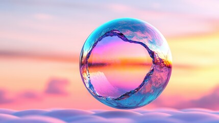 Poster - A glass sphere suspended in the air creating a reflective and intriguing visual display