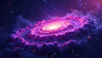 swirling purple nebula with cosmic dust in star field , interstellar, star field, celestial