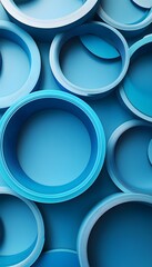 Poster - many circular shapes in various shades of blue overlap