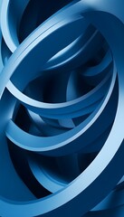 Poster - Abstract image featuring interconnected curved blue shapes and shadows