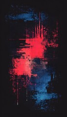 Poster - Abstract composition featuring bold strokes of red and blue