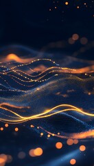 Poster - Abstract landscape composed of glowing dotted lines and soft bokeh