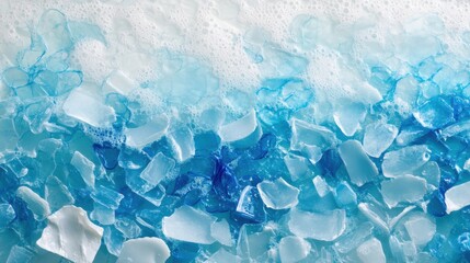 Aufkleber - Close up view of plastic scrap in ocean waves with blue tones creating a stark contrast in water and marine debris. Generative AI