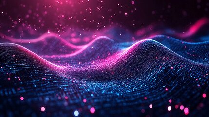 Abstract big data visualization in cyberspace with digital circles and random web fragments, representing information particles in a neural network for a futuristic modern theme