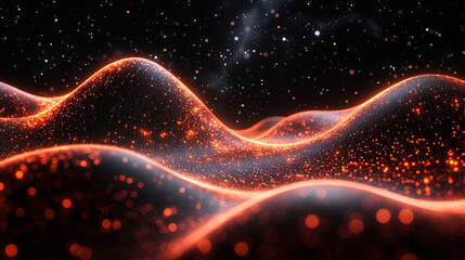 Abstract big data visualization in cyberspace with digital circles and random web fragments, representing information particles in a neural network for a futuristic modern theme