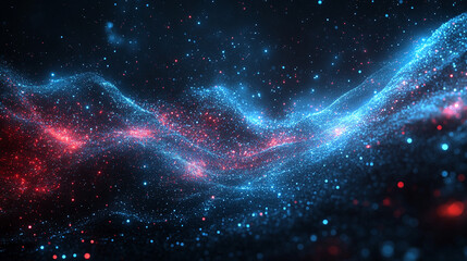 Abstract big data visualization in cyberspace with digital circles and random web fragments, representing information particles in a neural network for a futuristic modern theme