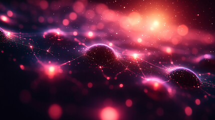 Abstract big data visualization in cyberspace with digital circles and random web fragments, representing information particles in a neural network for a futuristic modern theme