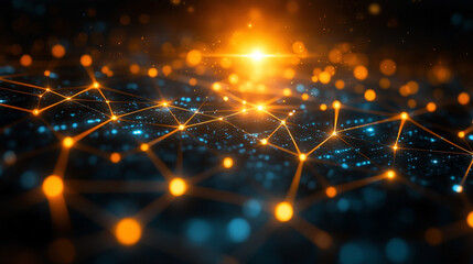 Abstract big data visualization in cyberspace with digital circles and random web fragments, representing information particles in a neural network for a futuristic modern theme