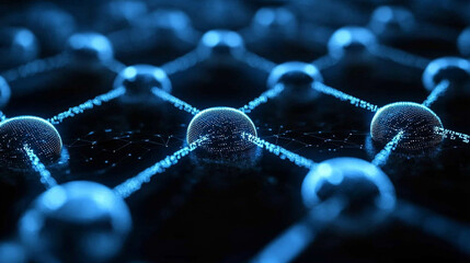 Abstract big data visualization in cyberspace with digital circles and random web fragments, representing information particles in a neural network for a futuristic modern theme