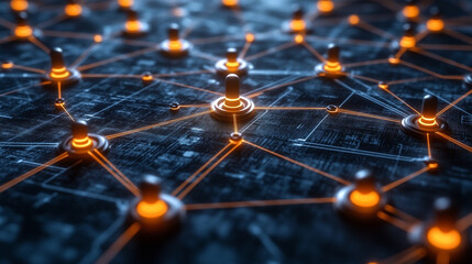 Abstract big data visualization in cyberspace with digital circles and random web fragments, representing information particles in a neural network for a futuristic modern theme