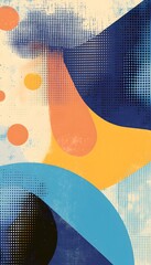 Poster - Abstract composition displays overlapping geometric shapes and halftone patterns