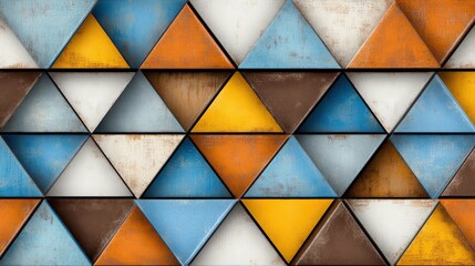 Aufkleber - Pattern of colorful triangles on a background with abstract design elements and shapes
