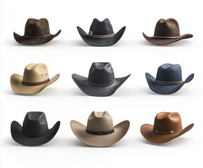 Canvas Print - Set of cowboy hats isolated white background 