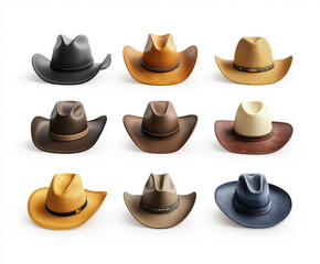 Canvas Print - Set of cowboy hats isolated white background 