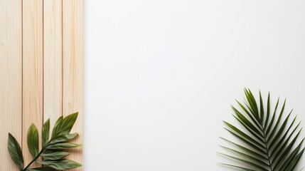 Wall Mural - A wooden board displays a vibrant plant, showcasing nature's beauty in a simple yet elegant arrangement.