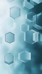 Poster - Floating translucent glass hexagons create an abstract blue background