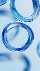 Poster - Transparent blue rings hover gently against a light blue background