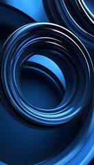 Poster - Circular design features concentric metal rings in shades of blue