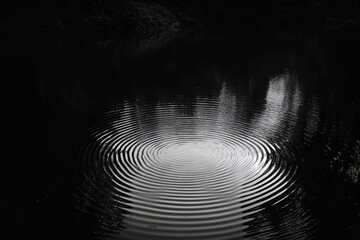 Canvas Print - Circular ripples form on a tranquil water surface, creating a serene and mesmerizing visual effect that captures the essence of nature's beauty.