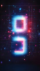 Poster - Glowing geometric shapes with a digital interface aesthetic