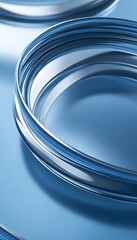 Poster - Abstract representation of curved metallic bands on a blue background