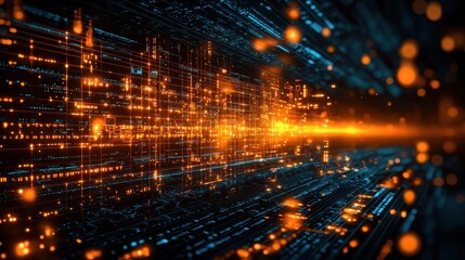 Abstract Digital Data Stream Futuristic Network Tunnel of Information and Technology