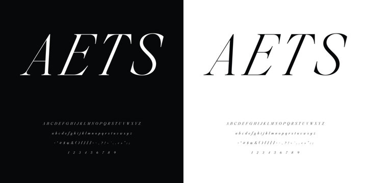 Alphabet letters font, Punctuation, numbers, Minimal Fashion Designs, Logos, Typography, etc. Modern serif fonts are decorative vintage concepts. vector illustration