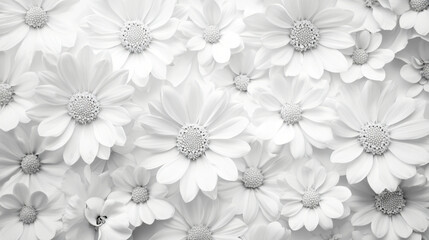 Aufkleber - Ethereal white flowers set against a pristine white background creating a serene and minimalist visual experience