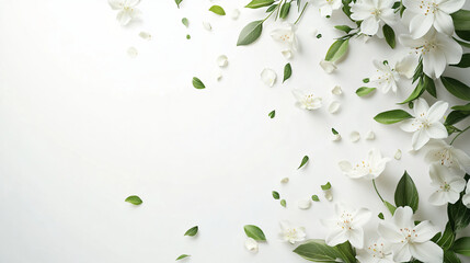 Aufkleber - A collection of white flowers displayed on a clean white background highlighting their natural elegance and timeless beauty