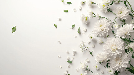 Aufkleber - Graceful arrangement of white flowers on a bright white background evoking a feeling of peace and natural beauty