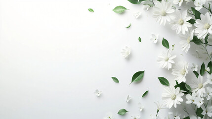Aufkleber - Elegant display of white flowers set against a pristine white background to create a calm and serene atmosphere