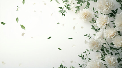 Aufkleber - Exquisite white rose flower surrounded by green leaves showcasing nature's beauty and intricate details of bloom