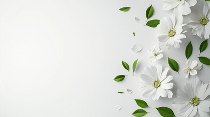 Aufkleber - Pure white flowers gracefully positioned on a bright white background evoking a sense of tranquility and freshness