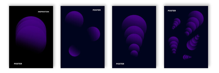 modern gradient poster background vector set. minimalist cover template with vibrant perspective geo