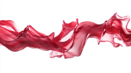 Poster - Elegant Red Wave Flowing Across a White Background in Motion
