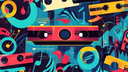 Poster - Colorful Abstract Art with Vibrant Shapes and Movement Elements