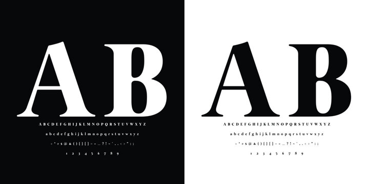 Alphabet letters font, Punctuation, numbers, Minimal Fashion Designs, Logos, Typography, etc. Modern serif fonts are decorative vintage concepts. vector illustration